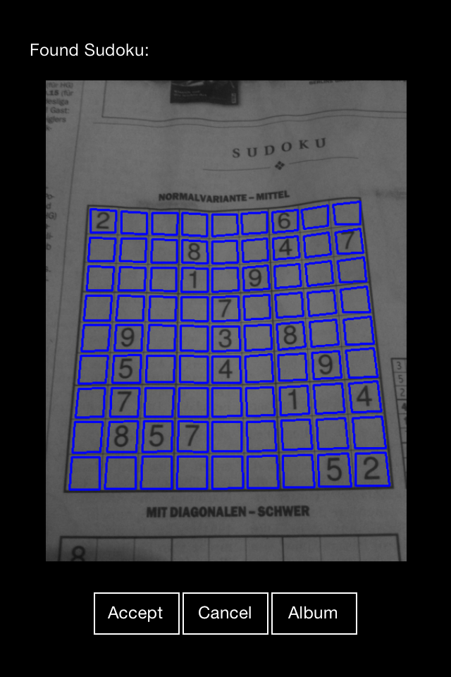 Recognized Sudoku